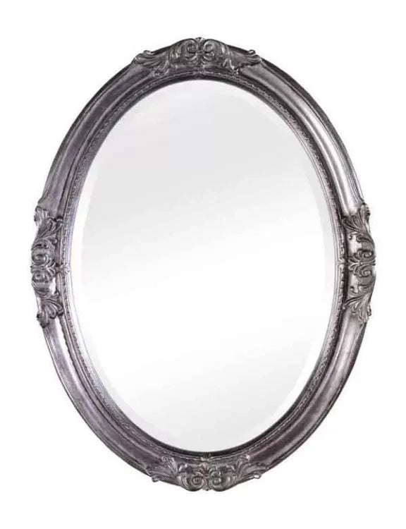 Specchiera in foglia argento ovale- misure: 72 x 92 x 5,5