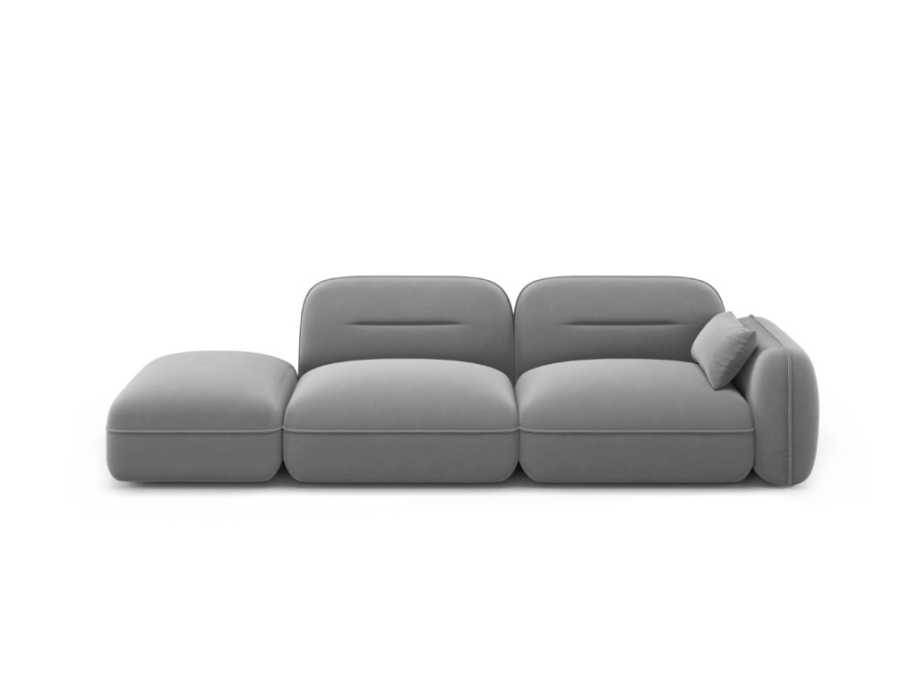 Cosmopolitan Design - Divano modulare sinistro "Sydney" 3 posti in velluto grigio chiaro 