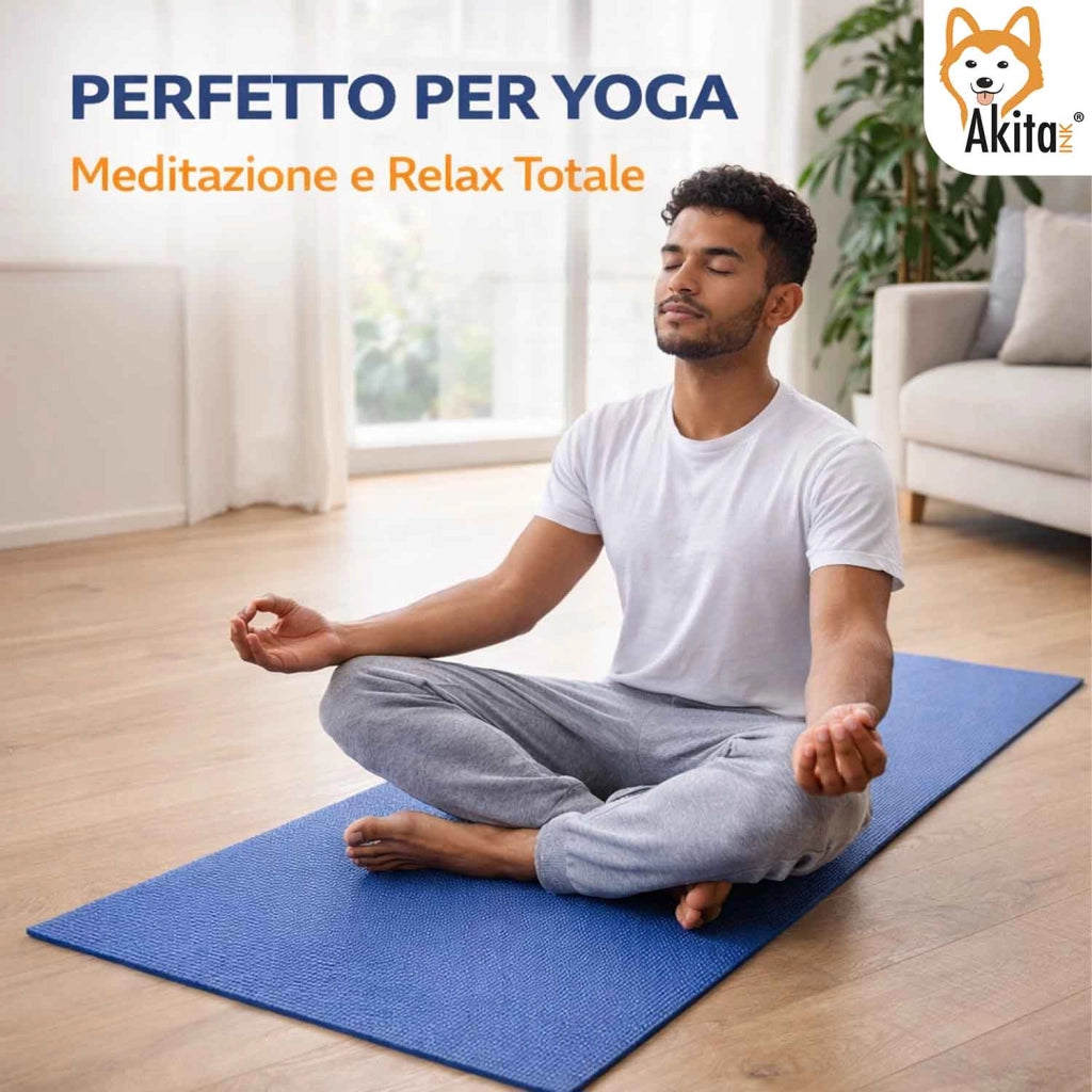 Akitaink Tappetino Yoga Antiscivolo 175x60 cm Alta Densita'