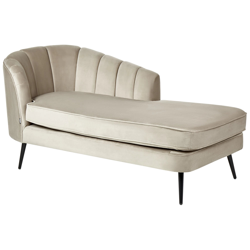 Chaise longue Velluto Beige Rivestimento Gambe In Metallo nero versione sinistra