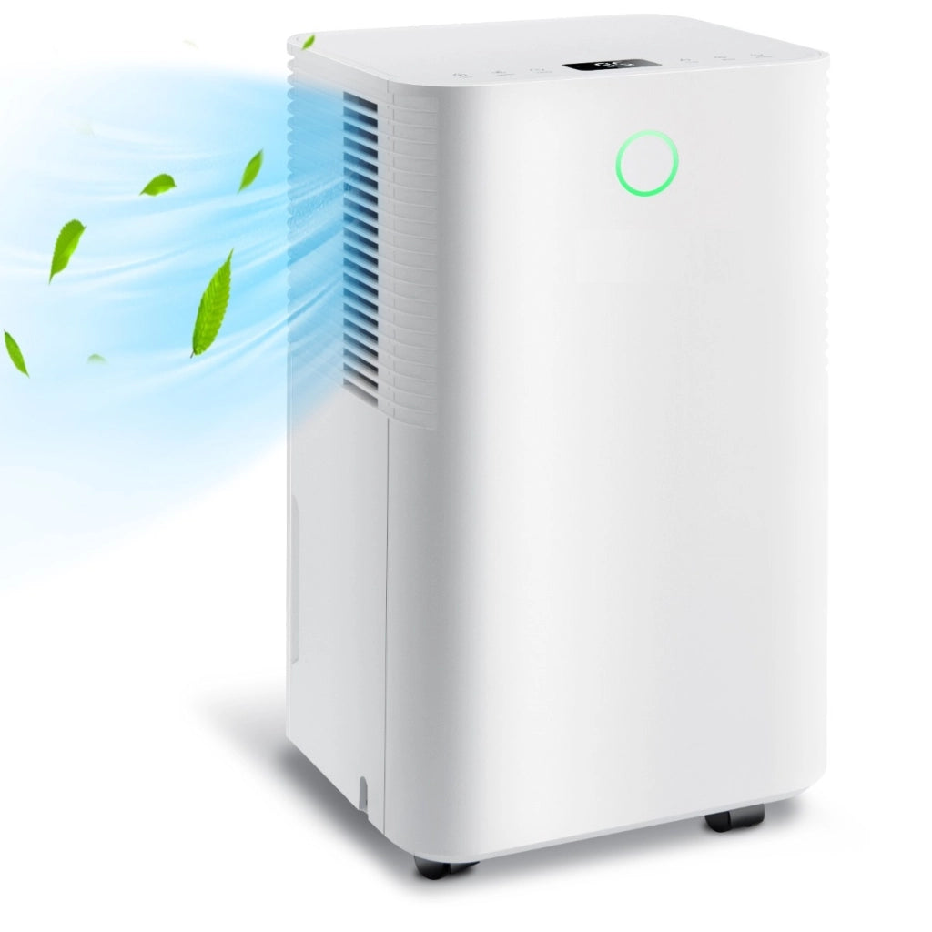 Deumidificatore con 3 modalit¨¤ e 2 velocit¨¤, Deumidificatore con timer 24 ore e serbatoio dell¡¯acqua 2L Bianco