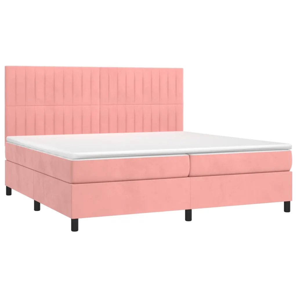 Giroletto a Molle con Materasso Rosa 200x200 cm in Velluto 3143168