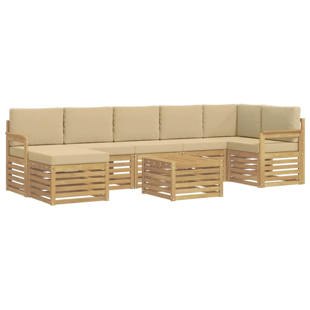 Set di divani da esterno 7 pcs Bianco e Beige 59 x 59 x 37 cm