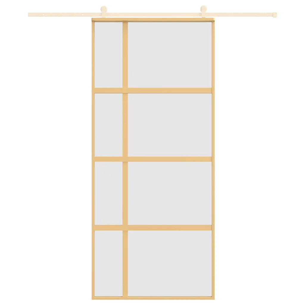 Porta Scorrevole Dorata 90x205 Vetro Smerigliato ESG Alluminio 155194