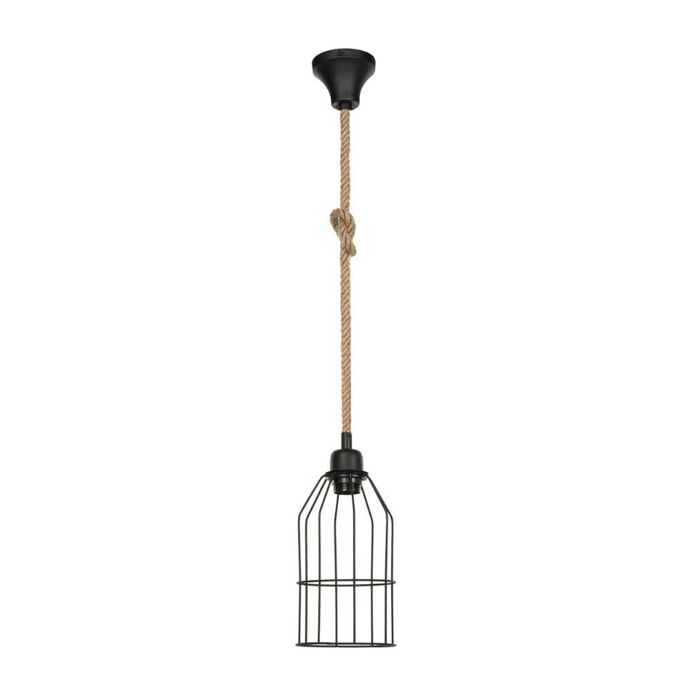 Lampada a sospensione Halat ASZ0549 in metallo nero e corda EFFEZ