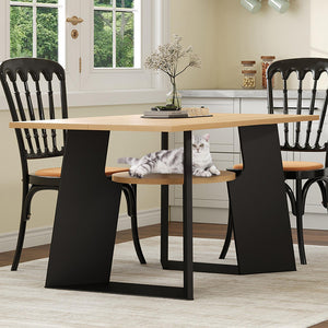 Tavolo rettangolare - Xylo - 130x85cm con spazio animali legno/nero