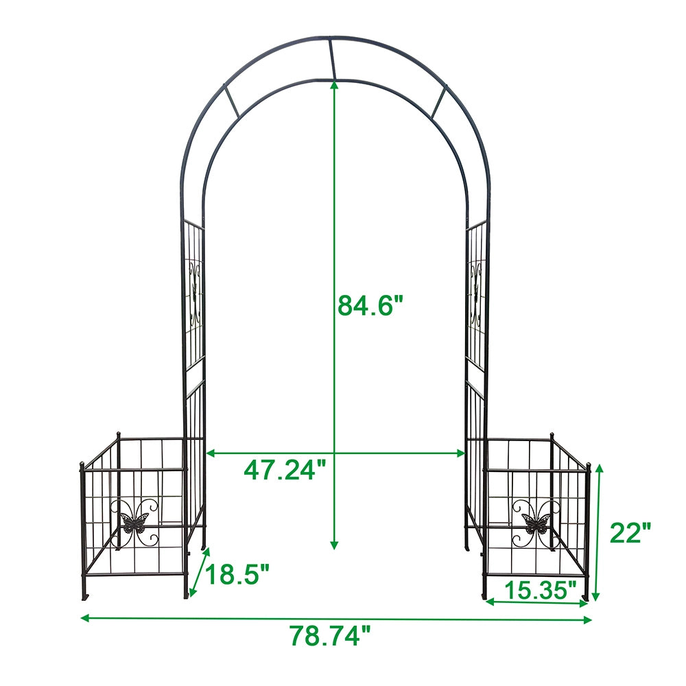 Arche per giardino in metallo - Xylo - 7.15ft nero per piante rampanti/matrimonio/prato