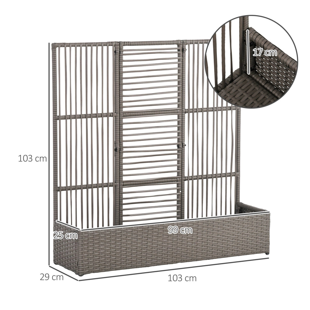 Vaso per fiori con traliccio ¨C zephmum ¨C Polyrattan, grigio, 103x29x103 cm