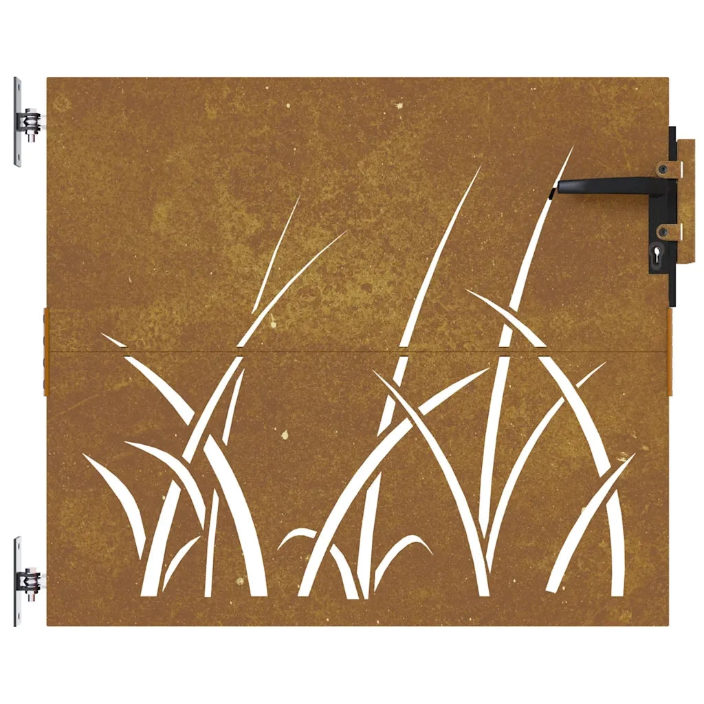 Cancello da giardino 85x75 cm in acciaio Corten con design erba 153220