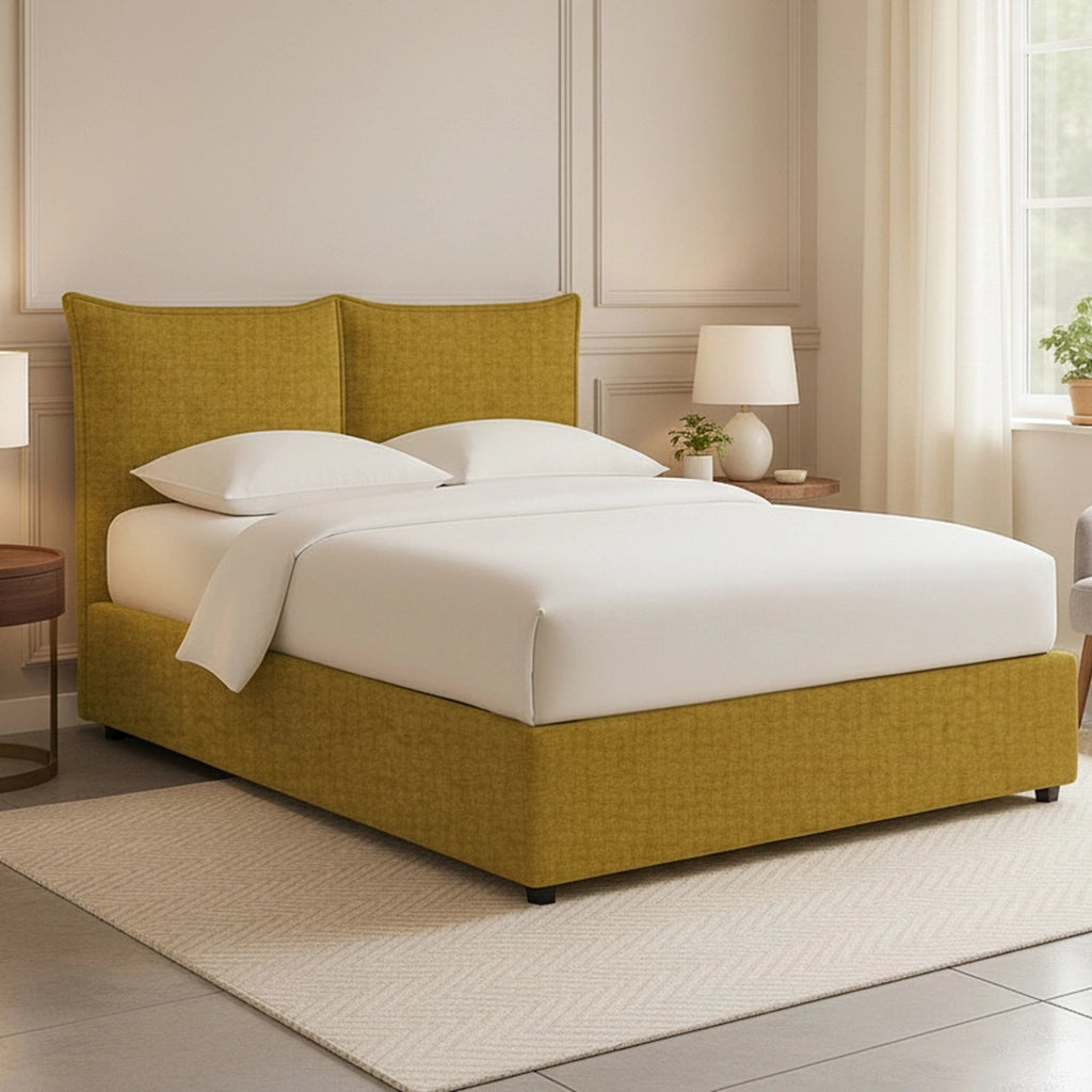 Uckfield, Letto Matrimoniale Sfoderabile Made in Italy, Giallo Ocra