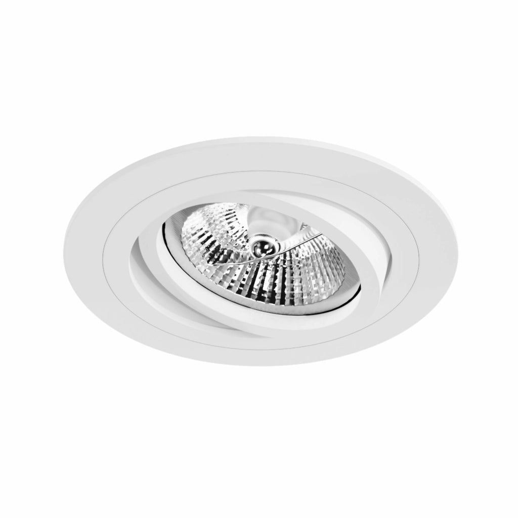 Avant Faretto da Incasso Orientabile 111mm per Lampadine GU10, Struttura in Alluminio Estruso, Finitura Bianco Opaco, Design Rotondo IP20, 45 Gradi