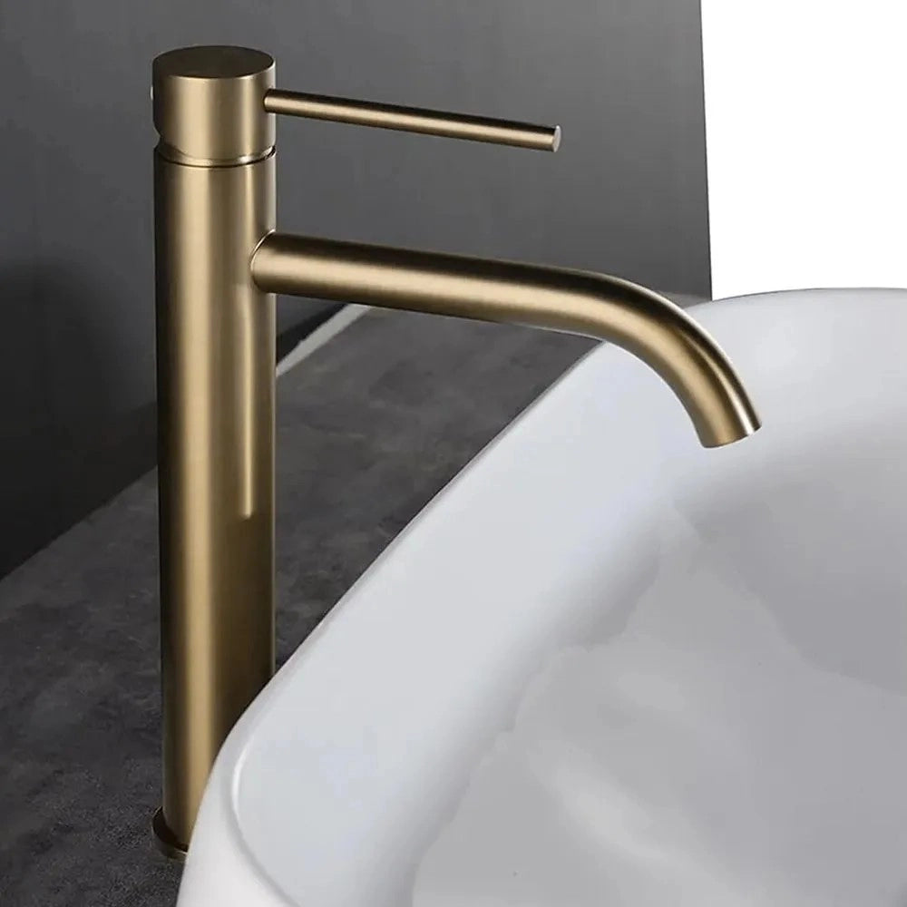 Rubinetto Da Lavabo Rea Lungo Brush Gold High