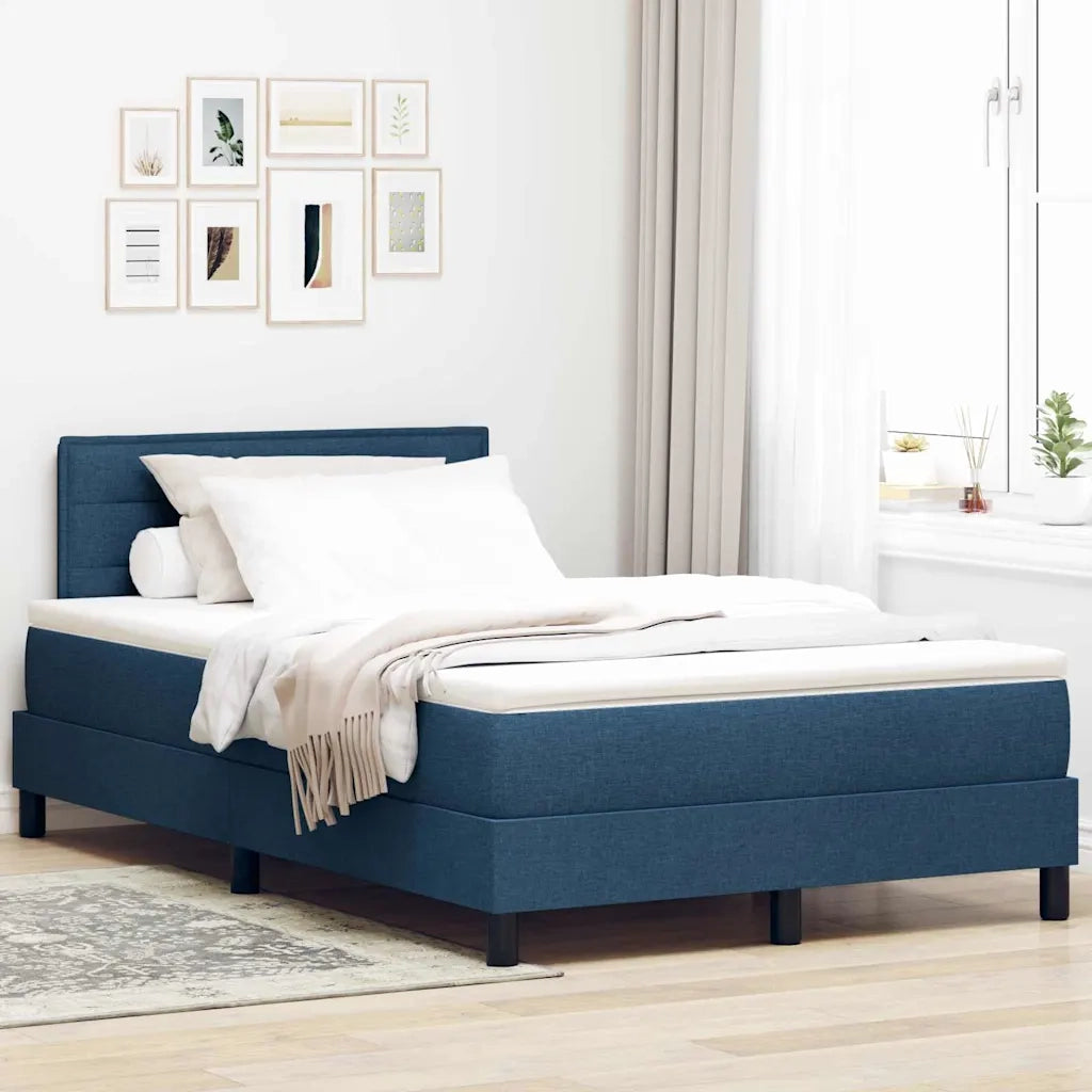 Letto a molle con testiera Blu 120 x 190 cm Tessuto