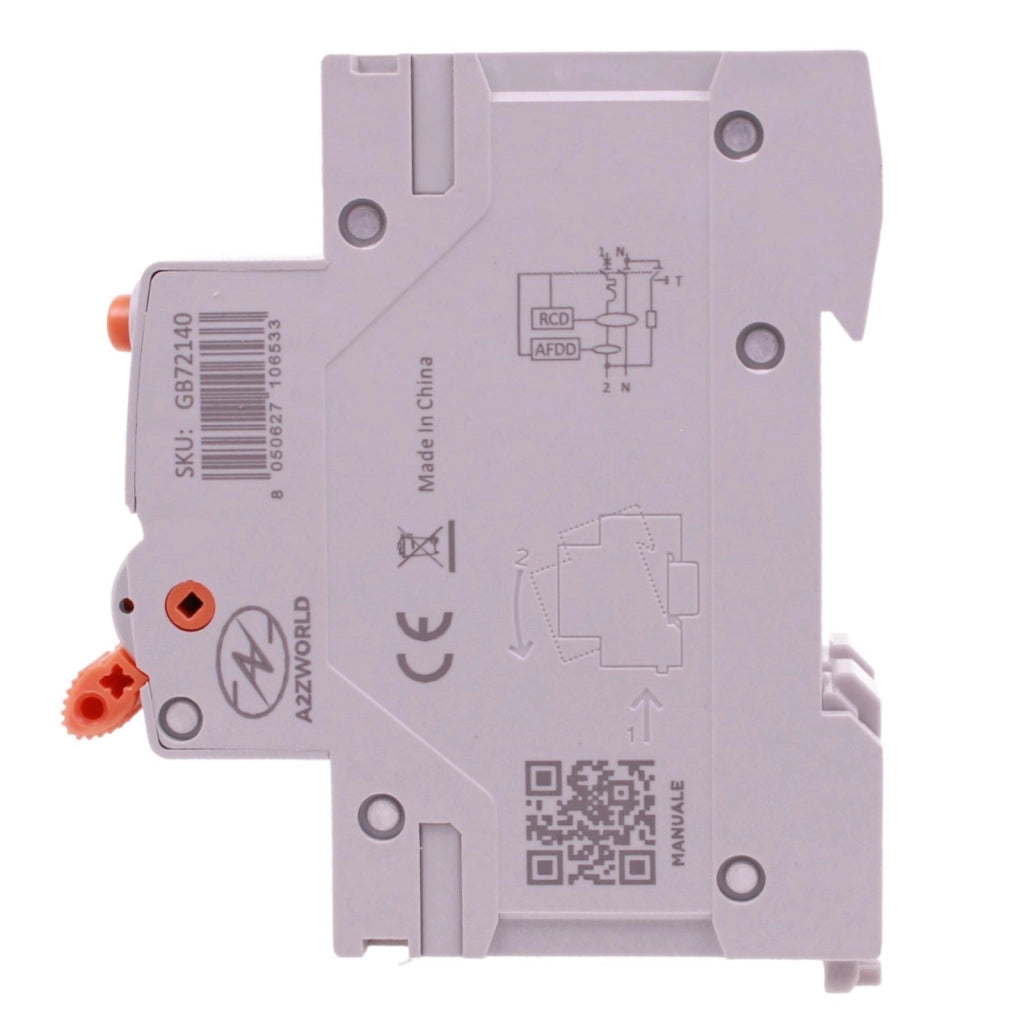 A2ZWORLD AFDD RCBO Interruttore Antincendio, Magnetotermico Differenziale con Rilevamento di Arco Elettrico, Tipo A Curva B, 1P+N 2M 6000A 30mA, AC 220V Doppia Leva GYR9NE-ARC (B40A)