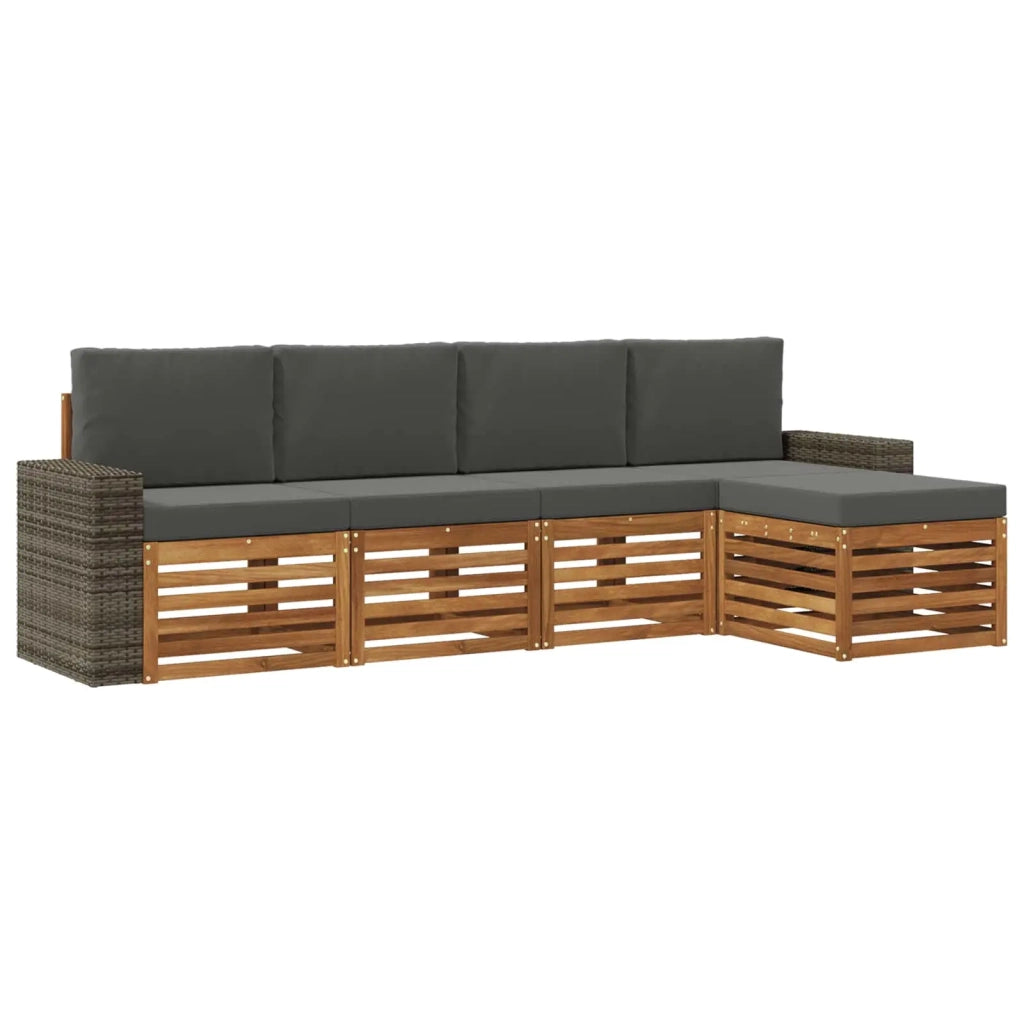 Set di divani da esterno con cuscino 5 pcs Naturale e Antracite
