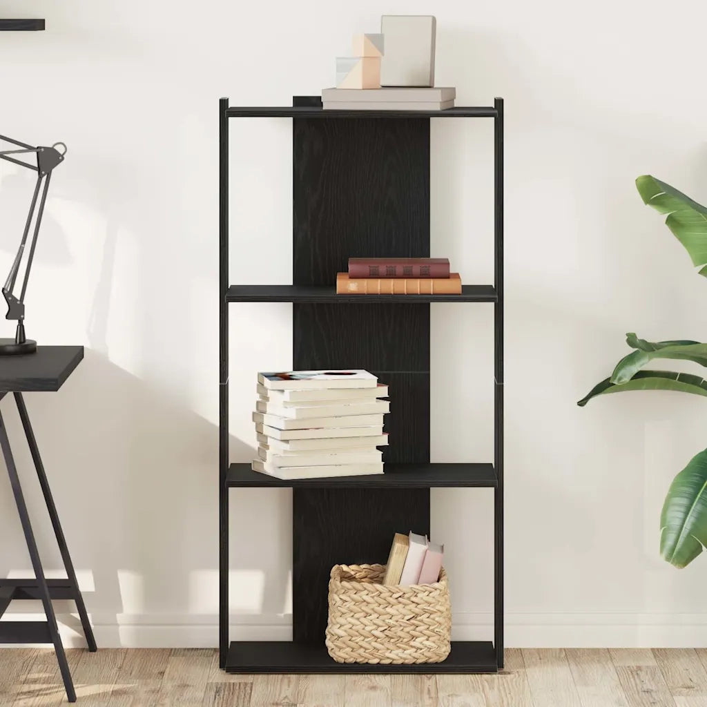 Libreria a 3 Ripiani Nera 60x30x120 cm in Legno Multistrato
