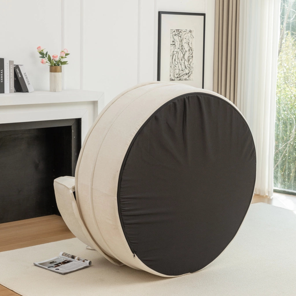 POLTRONA Relax senza montaggio con pouf 121 cm Chenille Beige