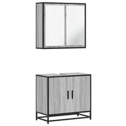 Set Mobili da Bagno | Armadio da bagno 2 pz Grigio Sonoma in Legno Multistrato