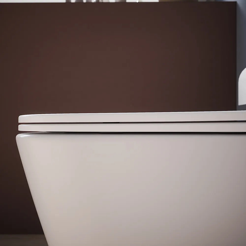 Coppia sanitari in ceramica filomuro vaso rimless, bidet e copri-wc bianco opaco | Kyoto