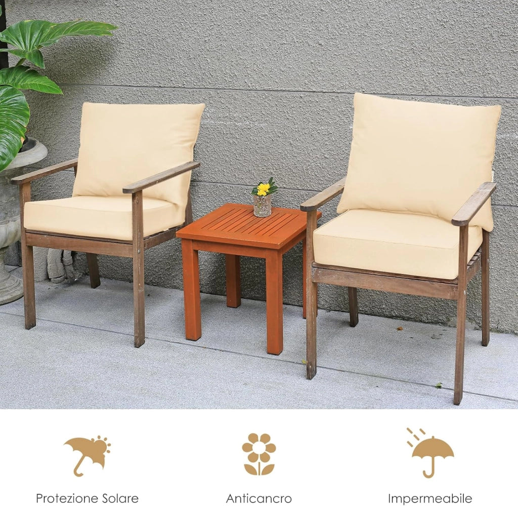 Cuscino per Divano da Giardino, Cuscino per Sedia Rattan per Esterno, Set di 2 Cuscino per Mobili da Giardino (Beige)