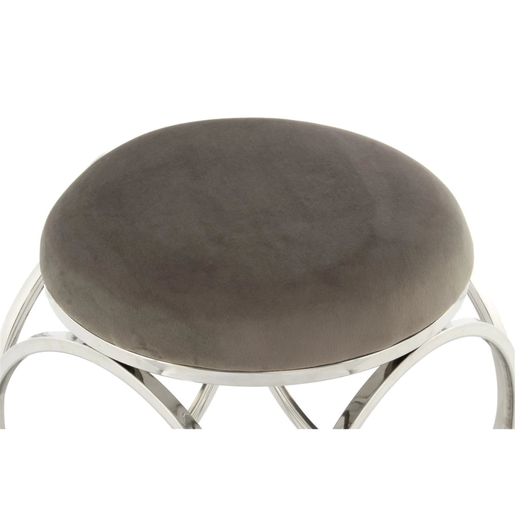 Pouf Whitney 300 Grigio e Argento in Velluto