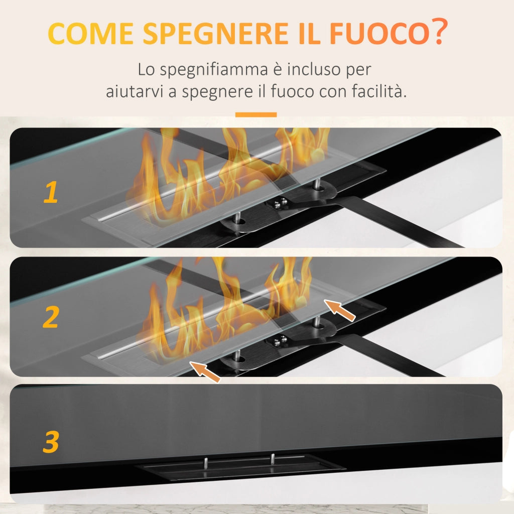 Camino Bioetanolo in Acciaio Inox ¨C Zephmum ¨C 90x16x40 cm, Argento