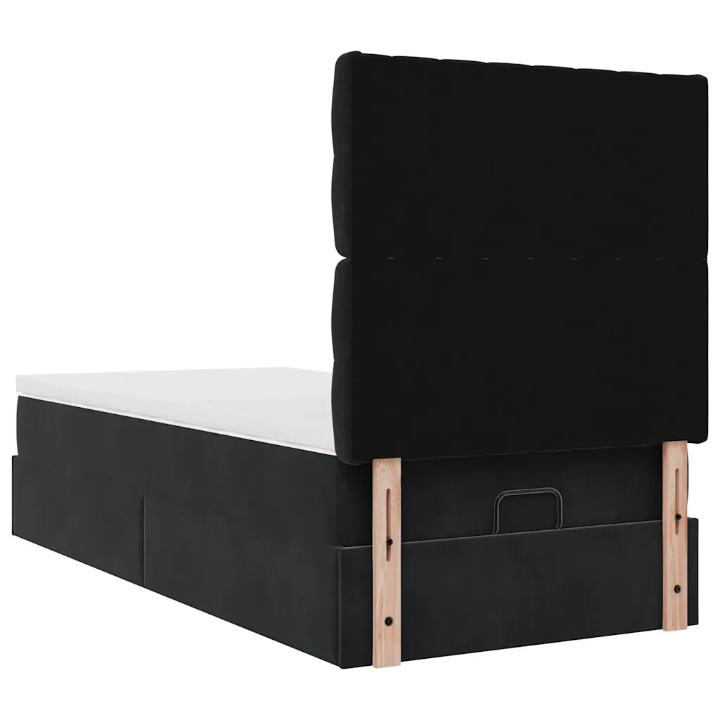 Struttura Letto Pouf con Materassi Nero 80x200 cm in Velluto 3314356