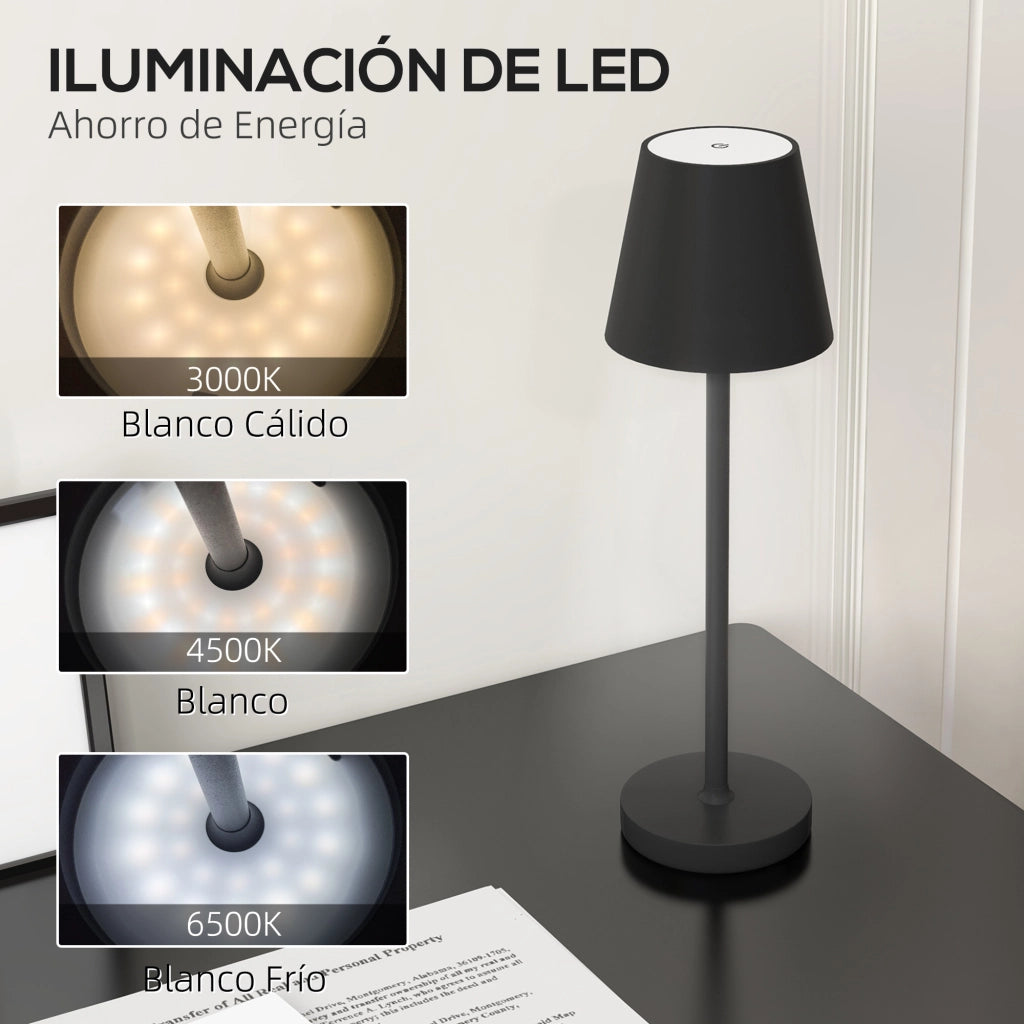 Lampada da Comodino LED Ricaricabile ¨C Zephmum ¨C Nero ?11,2x36,5 cm