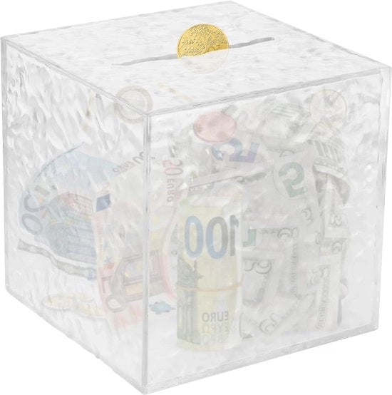 Scatola di Risparmio per Adulti con Tessuto di Pietra 12 x 12 x 12 cm per Scatola di Risparmio Quadrata per Adulti Contenitore di Denaro per Bambini Regalo di Compleanno