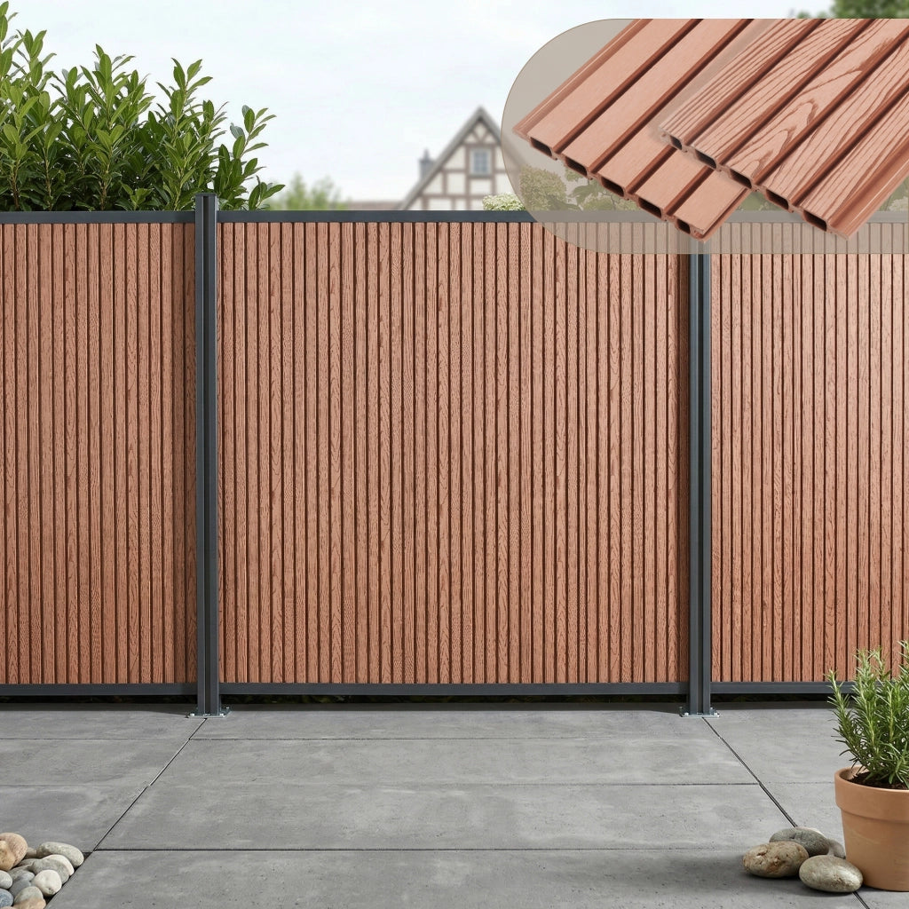 Recinzione Frangivista Grassano in WPC Estendibile con 2 Montanti (AxL) 185 x 180 - Marrone NEU.HOLZ