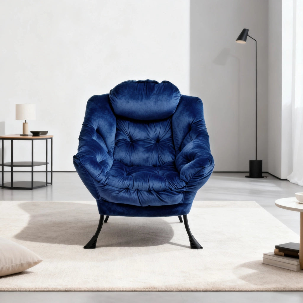 Poltrona Relax con Poggiapiedi e Braccioli ¨C Xylo ¨C Blu Scuro