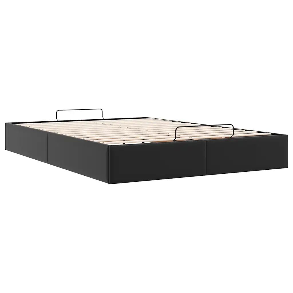 Struttura Letto Pouf senza Materasso Nero 140x190 cm Similpelle 3310799