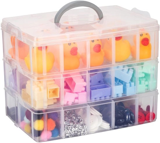 Scatola di Stoccaggio 3 Livelli Stivale - 30 Compartimenti - Distributori Regolabili - Ideale per Giochi/Accessori - Dimensioni: L24.5 x W16.5 x H18.5 cm - Contenitore di Stoccaggio