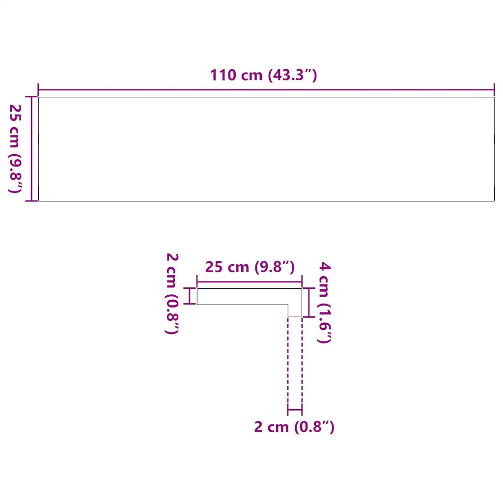Davanzali 2 pz Marrone Chiaro 110x25x2cm Legno Massello Rovere CFW3147489