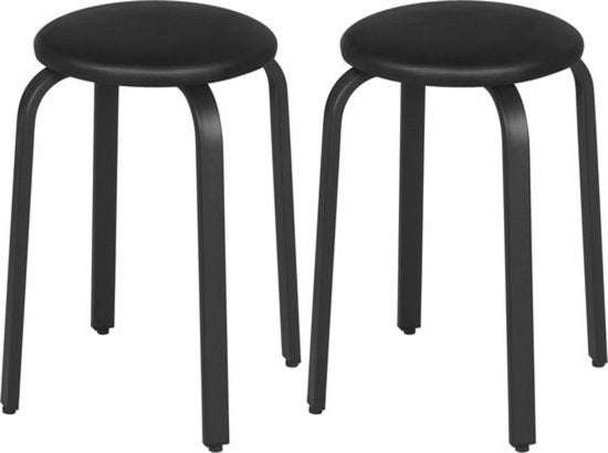 Set di 2 sgabelli da cucina - progettati per essere stivati e compatti - leggeri e resistenti - progetto di design spazievendente - pratico e stile - nero - 29x47 cm