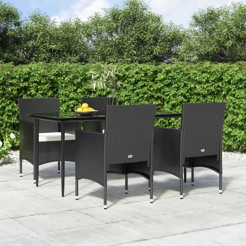 Set da Pranzo da Giardino 5 pz con Cuscini Nero cod mxl 40048
