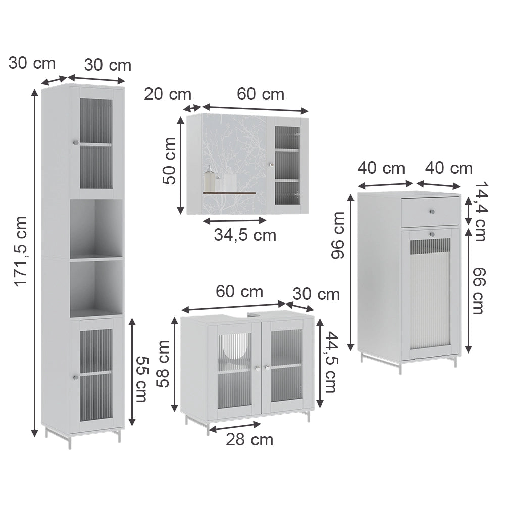 Vicco Set di mobili da bagno Bianco 4 parti