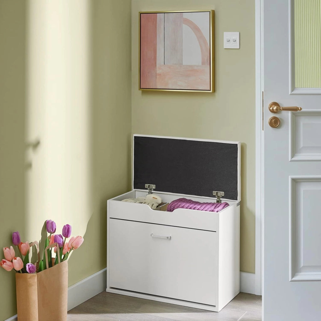 Scarpiera Salvaspazio Slim Ingresso– Panca Scarpiera da Ingresso con Contenitore Nascosto – Cassapanca Pieghevole per Corridoio o Camera da Letto – Bianco 60x30x50cm 120kg – FSR95-W