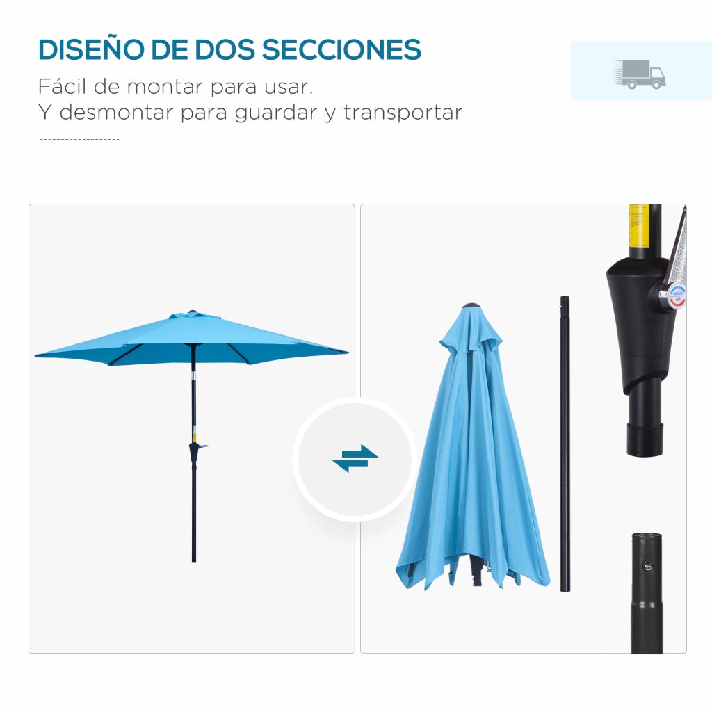 Ombrellone da Giardino ¨C zephmum ¨C Azzurro, Aluminio, ?260x235 cm