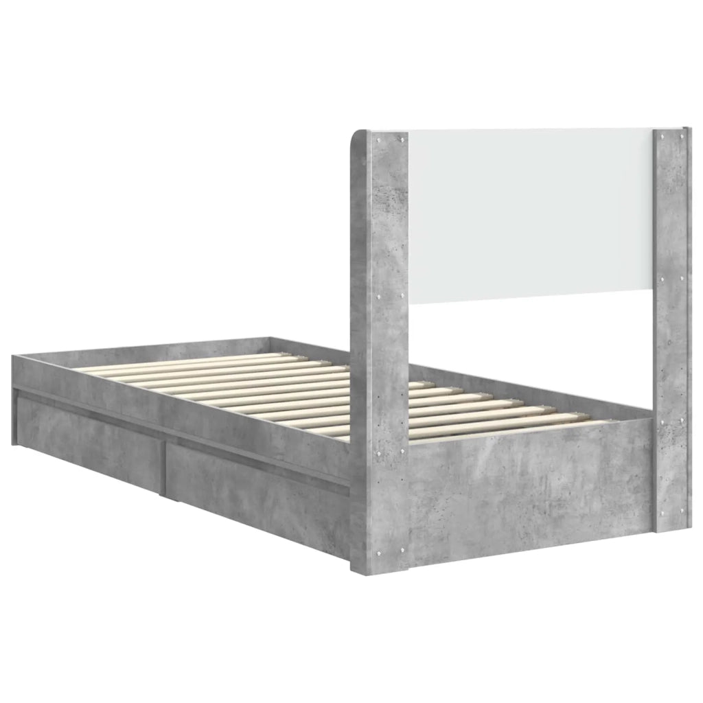 Struttura del letto con stoccaggio e testata Grigio Cemento