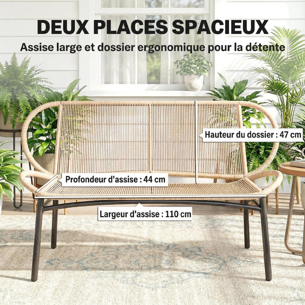 Panchina Giardino 2 Posti ¨C zephmum ¨C Resina Polyrattan Grigio Antracite