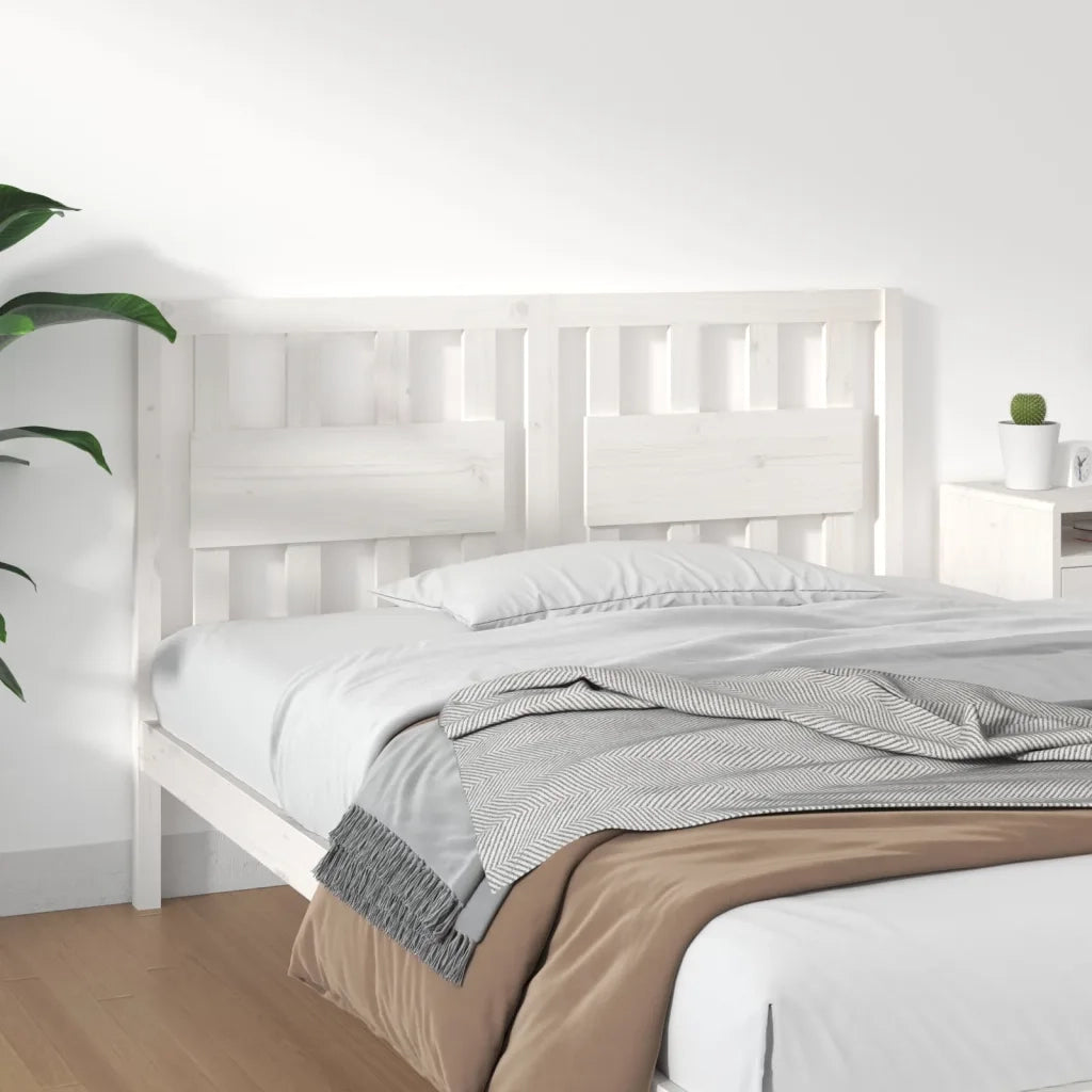 Testiera | Testata per Letto Bianca 125,5x4x100 cm Legno Massello di Pino