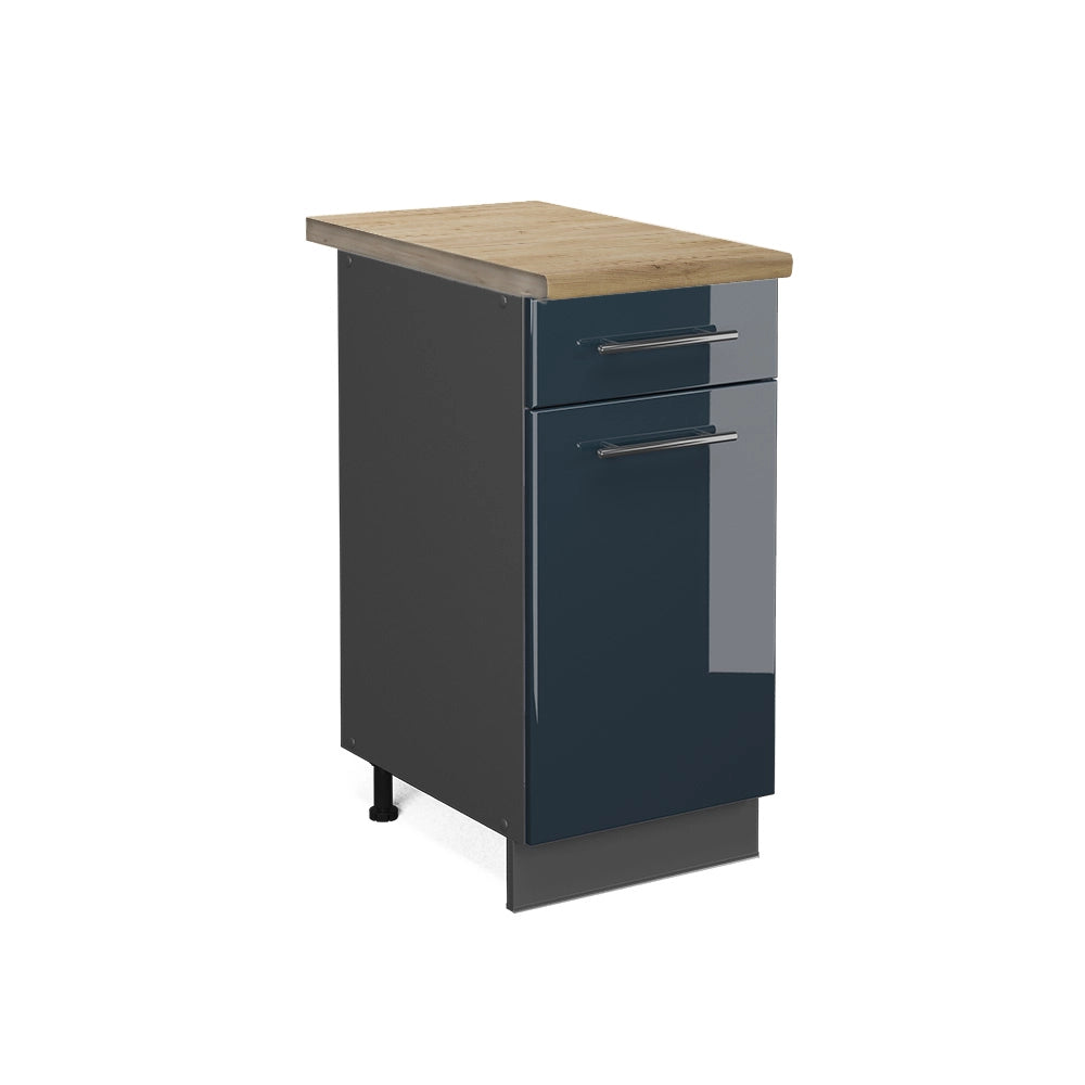 Mobiletto base per cucina Fame-Line Blu scuro lucido/Antracite 40 cm, PL Rovere Vicco