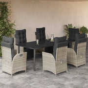 Set da Pranzo da Giardino 7 pz Cuscini Polyrattan Grigio Chiaro 3213474