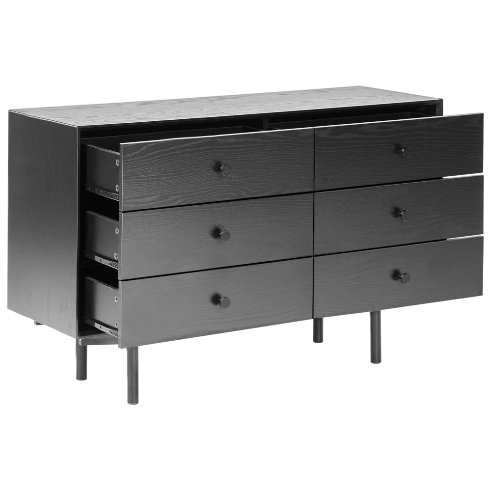 Cassettiera a 6 cassetti in truciolato nero MDF Moderna unità di archiviazione Soggiorno Camera da letto