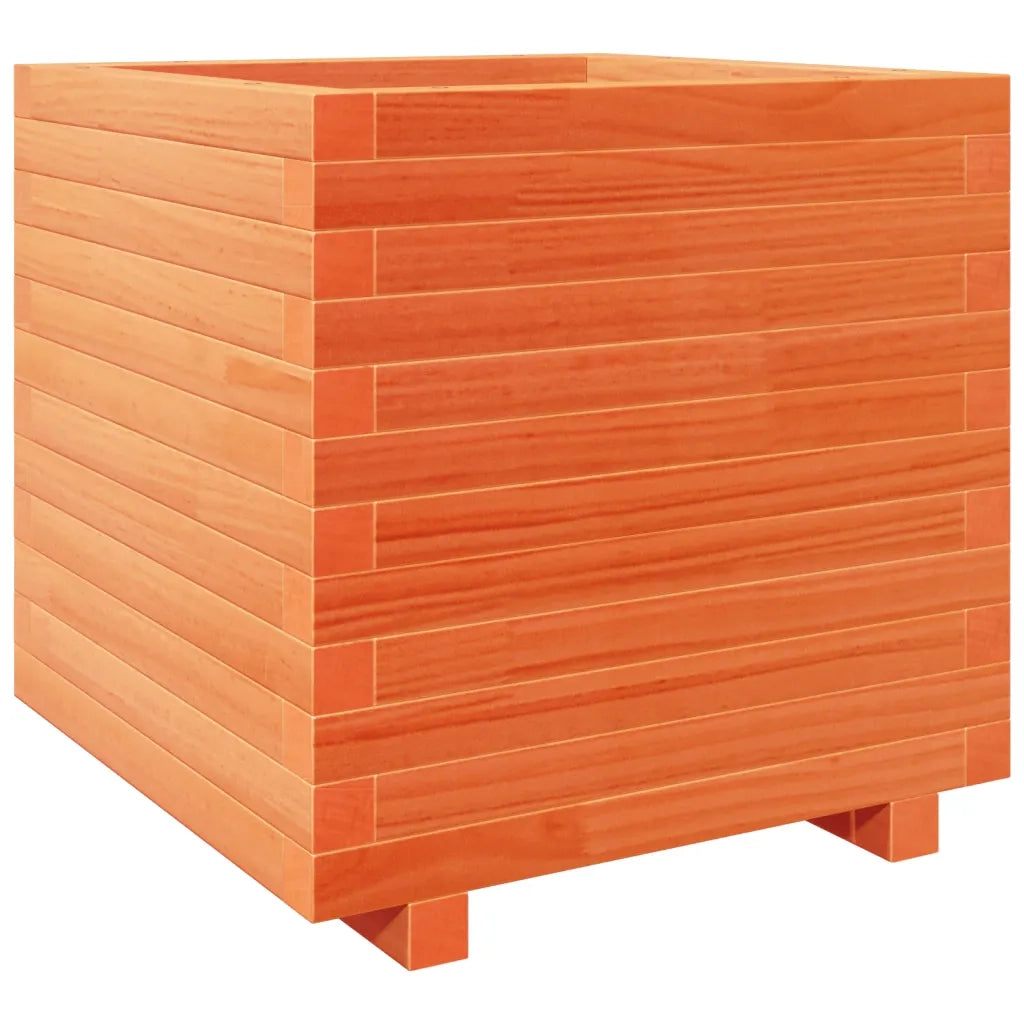 Fioriera | Cassetta per fiori | Vaso Giardino Marrone Cera 50x50x49,5cm Legno Massello Pino