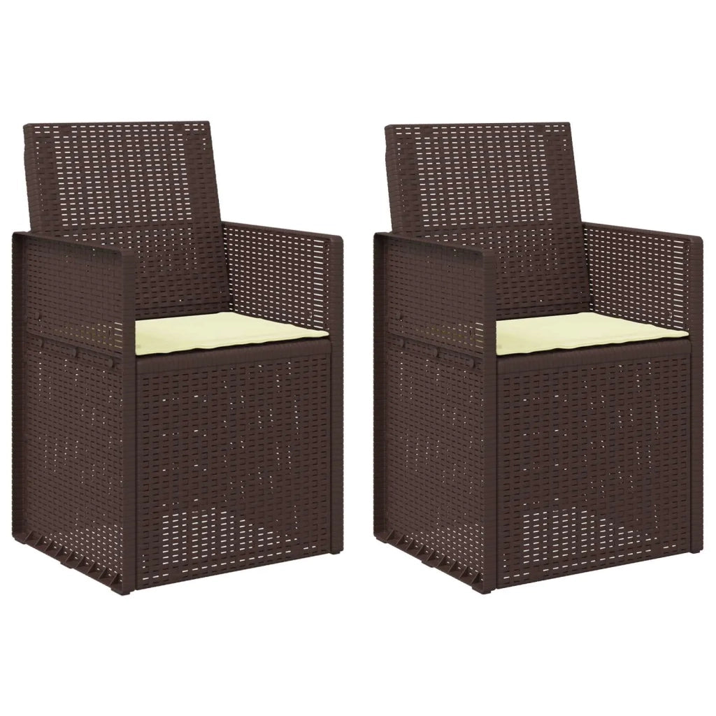 Sedie da pranzo da giardino 2 pcs Marrone e Crema PP