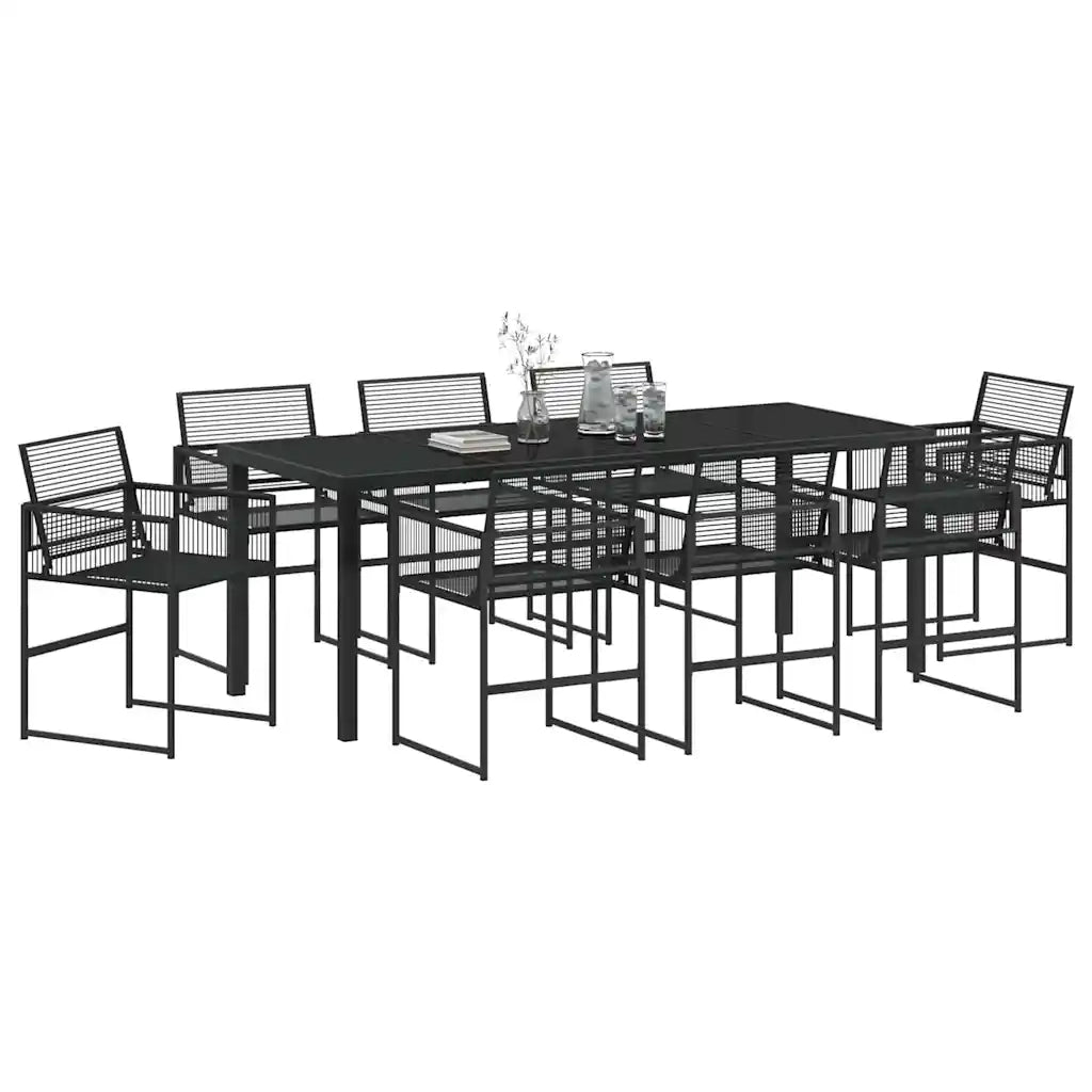 Set da Pranzo per Giardino 9 pcs Nero 3379329