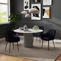 Set 2 Sedie per Sala da Pranzo Moderne con Braccioli, Seduta Imbottita e Gambe in Acciaio, 54x57x80cm, Nero