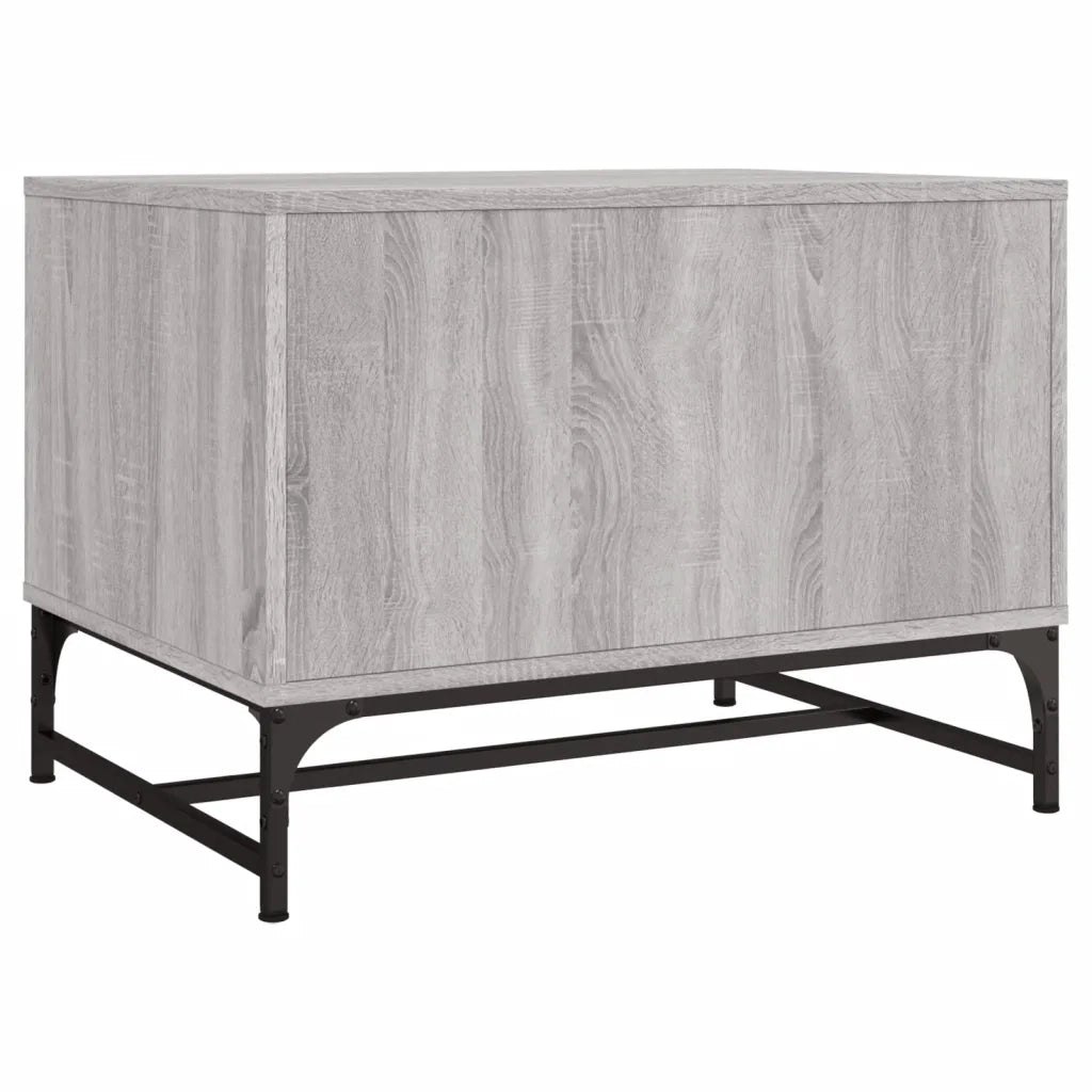 Tavolino Salotto con Ante in Vetro-Tavolino da soggiorno-Tavolo Grigio Sonoma 68,5x50x50 cm
